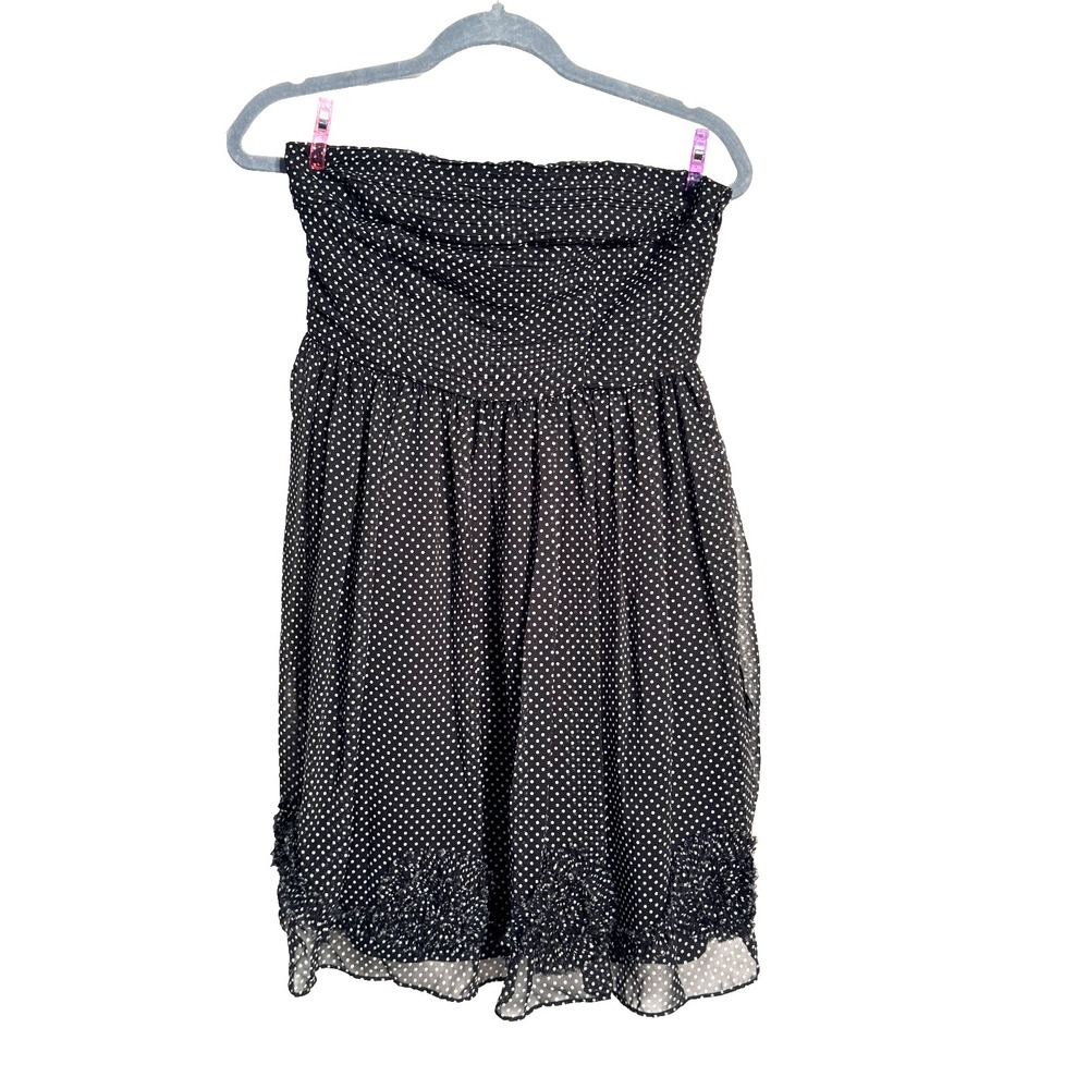 LC Lauren Conrad Black Polka Dot Strapless Summer Dress Size 6 Great Condition